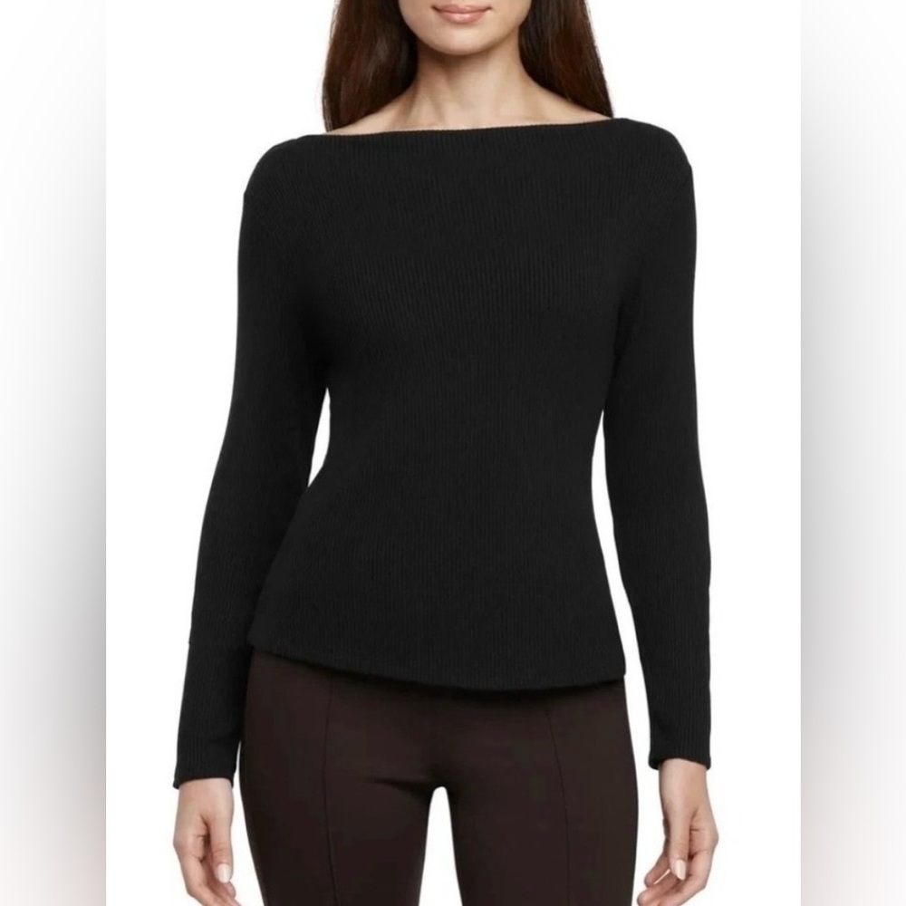 Banana Republic Black Boatneck Ribbed Knit Sweater Large
